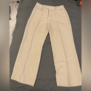 Tan professional work pants with pleats, size 12, lightly worn